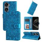 For Huawei nova 11 SE Embossed Sunflower Leather Phone Case(Blue) - 1