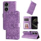For Huawei nova 11 SE Embossed Sunflower Leather Phone Case(Purple) - 1
