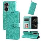 For Huawei nova 11 SE Embossed Sunflower Leather Phone Case(Green) - 1