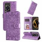 For Huawei Enjoy 70 Embossed Sunflower Leather Phone Case(Purple) - 1