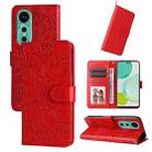 For Huawei nova 12 Embossed Sunflower Leather Phone Case(Red) - 1