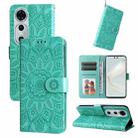 For Huawei nova 12 Pro Embossed Sunflower Leather Phone Case(Green) - 1