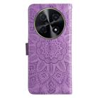 For Huawei Enjoy 70 Pro Embossed Sunflower Leather Phone Case(Purple) - 3