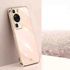 For Huawei P60 XINLI Straight Edge 6D Electroplate TPU Phone Case(Pink) - 1