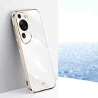 For Huawei P60 Art XINLI Straight Edge 6D Electroplate TPU Phone Case(White) - 1