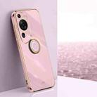 For Huawei P60 Art XINLI Straight Edge 6D Electroplate TPU Phone Case with Ring Holder(Cherry Purple) - 1