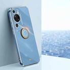 For Huawei P60 Art XINLI Straight Edge 6D Electroplate TPU Phone Case with Ring Holder(Celestial Blue) - 1