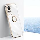 For Huawei nova 12 Pro XINLI Straight Edge 6D Electroplate TPU Phone Case with Ring Holder(White) - 1