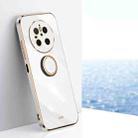 For Huawei Mate 70 XINLI Straight Edge 6D Electroplate TPU Phone Case with Ring Holder(White) - 1