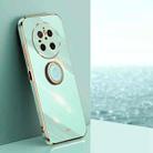 For Huawei Mate 70 XINLI Straight Edge 6D Electroplate TPU Phone Case with Ring Holder(Mint Green) - 1