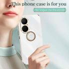 For Huawei Enjoy 80 XINLI Straight Edge 6D Electroplate TPU Phone Case with Ring Holder(White) - 2