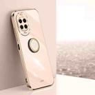 For Huawei Nova 14 XINLI Straight Edge 6D Electroplate TPU Phone Case with Ring Holder(Pink) - 1
