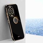 For Huawei Nova 14 Ultra XINLI Straight Edge 6D Electroplate TPU Phone Case with Ring Holder(Black) - 1