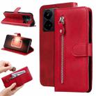 For Realme GT Neo 5 5G / GT3 Fashion Calf Texture Zipper Leather Phone Case(Red) - 1
