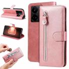 For Realme GT Neo 5 5G / GT3 Fashion Calf Texture Zipper Leather Phone Case(Rose Gold) - 1