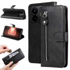 For Realme GT Neo 5 5G / GT3 Fashion Calf Texture Zipper Leather Phone Case(Black) - 1