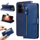 For Realme GT Neo 5 5G / GT3 Fashion Calf Texture Zipper Leather Phone Case(Blue) - 1