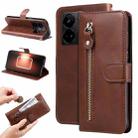 For Realme GT Neo 5 5G / GT3 Fashion Calf Texture Zipper Leather Phone Case(Brown) - 1