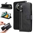 For Realme 11 Pro / 11 Pro+ Fashion Calf Texture Zipper Leather Phone Case(Black) - 1