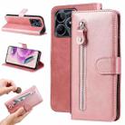 For Realme C53 / Narzo N53 Fashion Calf Texture Zipper Leather Phone Case(Rose Gold) - 1