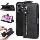 For Realme C53 / Narzo N53 Fashion Calf Texture Zipper Leather Phone Case(Black) - 1