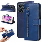 For Realme C53 / Narzo N53 Fashion Calf Texture Zipper Leather Phone Case(Blue) - 1