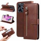 For Realme C53 / Narzo N53 Fashion Calf Texture Zipper Leather Phone Case(Brown) - 1