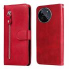 For Realme 11 4G Global Fashion Calf Texture Zipper Leather Phone Case(Red) - 1