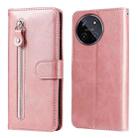 For Realme 11 4G Global Fashion Calf Texture Zipper Leather Phone Case(Rose Gold) - 1