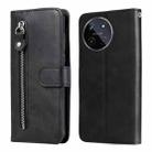 For Realme 11 4G Global Fashion Calf Texture Zipper Leather Phone Case(Black) - 1