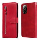 For Realme C67 4G Global Fashion Calf Texture Zipper Leather Phone Case(Red) - 1