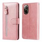 For Realme C67 4G Global Fashion Calf Texture Zipper Leather Phone Case(Rose Gold) - 1