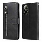 For Realme C67 4G Global Fashion Calf Texture Zipper Leather Phone Case(Black) - 1