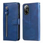 For Realme C67 4G Global Fashion Calf Texture Zipper Leather Phone Case(Blue) - 1