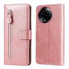 For Realme C67 5G Global / 11 5G Taiwan Version Fashion Calf Texture Zipper Leather Phone Case(Rose Gold) - 1