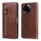 For Realme C67 5G Global / 11 5G Taiwan Version Fashion Calf Texture Zipper Leather Phone Case(Brown) - 1