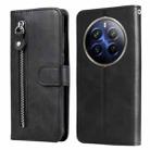 For Realme 12 Pro+ Fashion Calf Texture Zipper Leather Phone Case(Black) - 1