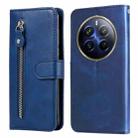 For Realme 12 Pro+ Fashion Calf Texture Zipper Leather Phone Case(Blue) - 1