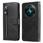 For Realme 12+ Fashion Calf Texture Zipper Leather Phone Case(Black) - 1
