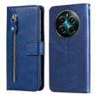 For Realme 12+ Fashion Calf Texture Zipper Leather Phone Case(Blue) - 1