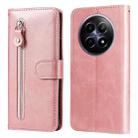 For Realme 12 5G Fashion Calf Texture Zipper Leather Phone Case(Rose Gold) - 1