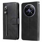 For Realme 12 5G Fashion Calf Texture Zipper Leather Phone Case(Black) - 1