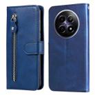 For Realme 12 5G Fashion Calf Texture Zipper Leather Phone Case(Blue) - 1