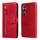 For Realme C65 4G Fashion Calf Texture Zipper Leather Phone Case(Red) - 1