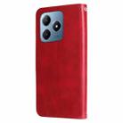 For Realme C63 / C61  / Note 60 Fashion Calf Texture Zipper Leather Phone Case(Red) - 3