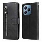 For Realme C63 / C61  / Note 60 Fashion Calf Texture Zipper Leather Phone Case(Black) - 1