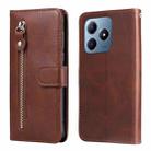 For Realme C63 / C61  / Note 60 Fashion Calf Texture Zipper Leather Phone Case(Brown) - 1