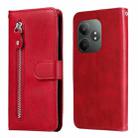 For Realme GT 6 / GT Neo6 SE Fashion Calf Texture Zipper Leather Phone Case(Red) - 1