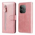 For Realme GT 6 / GT Neo6 SE Fashion Calf Texture Zipper Leather Phone Case(Rose Gold) - 1