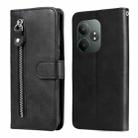 For Realme GT 6 / GT Neo6 SE Fashion Calf Texture Zipper Leather Phone Case(Black) - 1